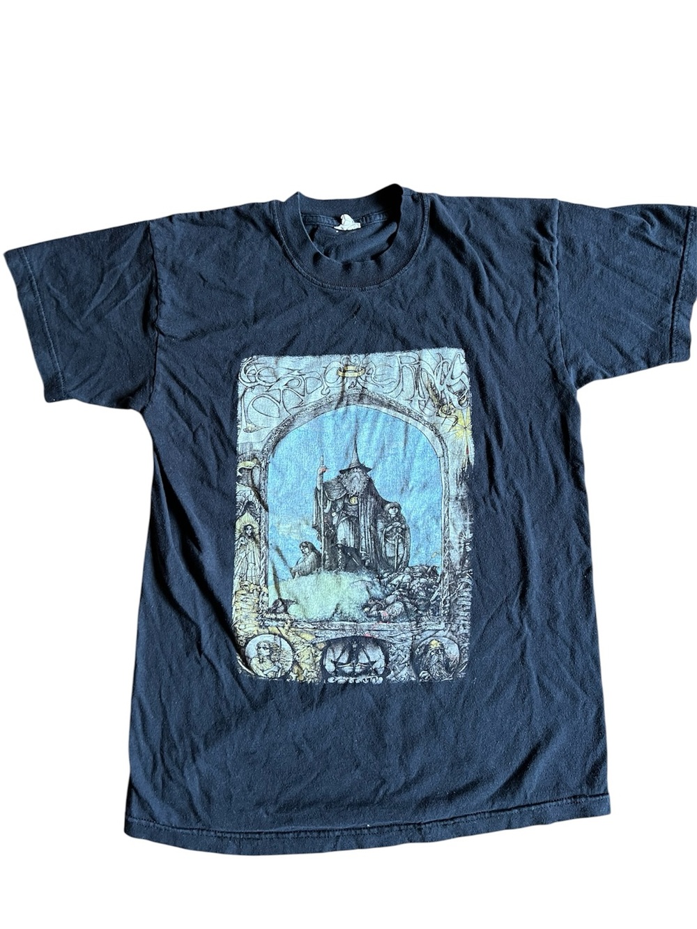 Vintage Black Lord of the Rings Art T Shirt JRR Tolkien Gandalf Collectors Y2K